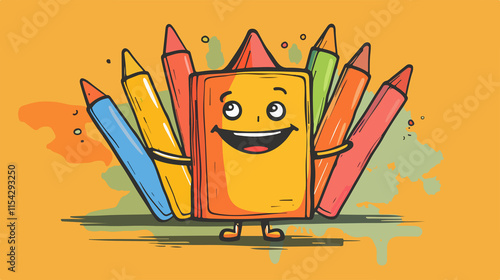 Orange Crayon Mascot Illustration for Coloring Activities