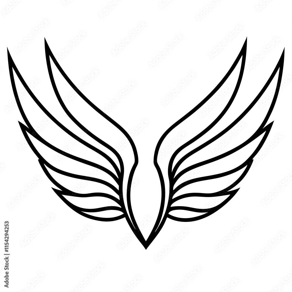 Fototapeta premium Stylized Bird Wings Elegant, Abstract, Line Art, Design Element, Graphic