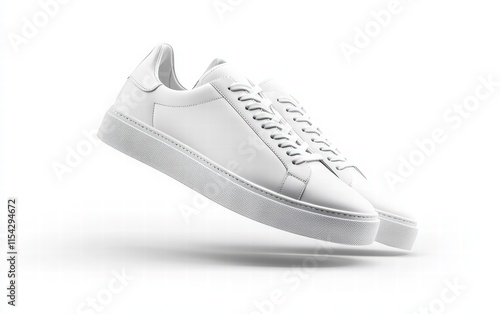 Wallpaper Mural A pair of sleek white sneakers with minimalistic design, floating mid-air on a bright white background Torontodigital.ca