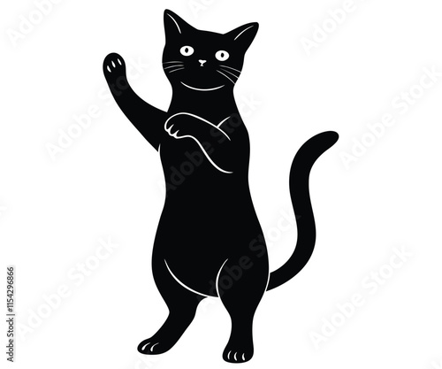 Silhouette, Standing Cat, Minimalist, Black, Vector