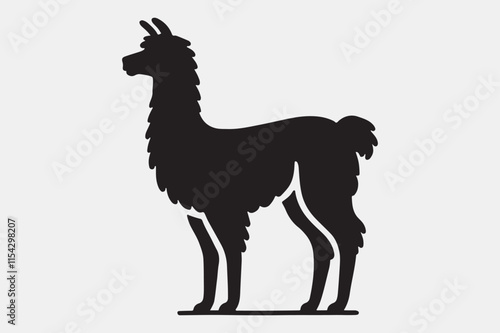 A solid black silhouette of a llama.