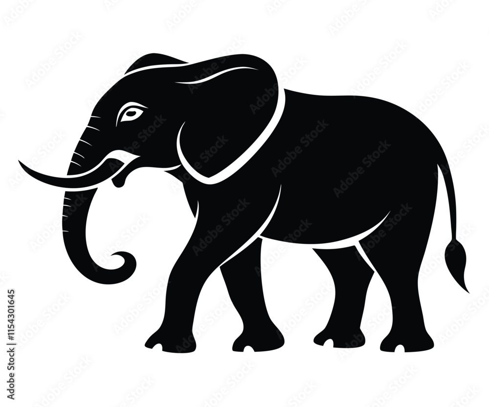 Walking Elephant Silhouette Minimalist Vector Graphic Walking Elephant Silhouette Minimalist Vector Graphic