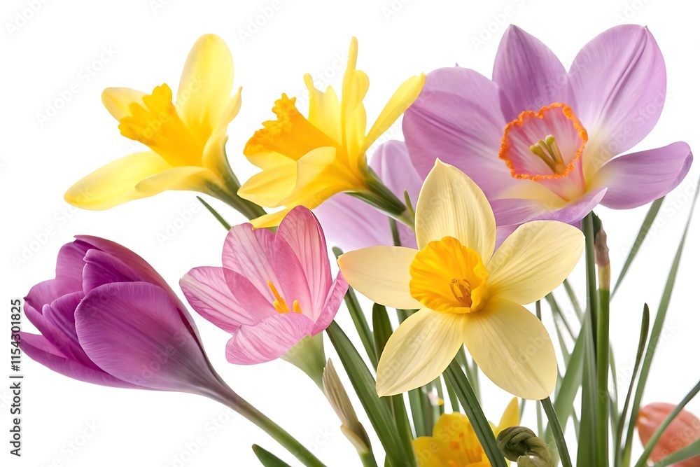 Spring Flowers on white background Spring Flowers on white background