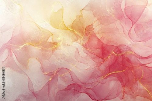 Soft Pink and Golden Flowing Fabric Texture with Ethereal Swirls Creating a Dreamy Atmosphere for Use in Backgrounds or Creative Projects