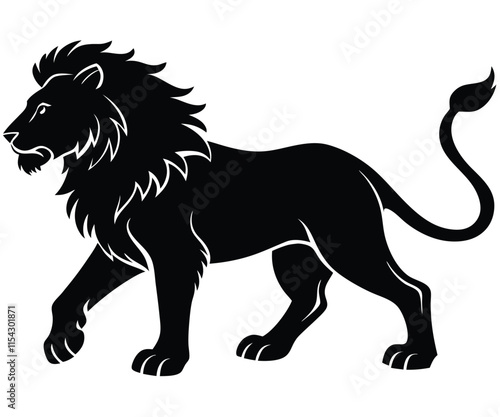 Walking Lion Silhouette Minimalist Vector EPS photo