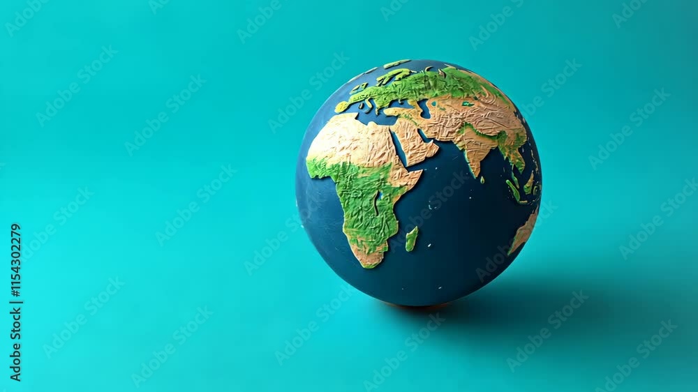 Depiction of a globe showcasing continents and oceans on a vibrant blue backdrop