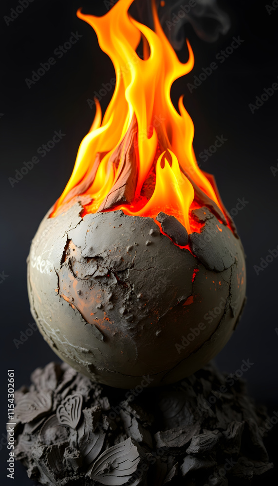 custom made wallpaper toronto digitalearth in fire. global warming, craft clay, with white tones