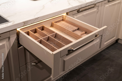 Canvas Print Wooden drawer organizer designed for efficient kitchen storage