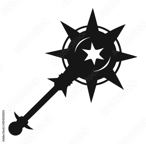 Silhouette Morning Star Spiked Ball Icon