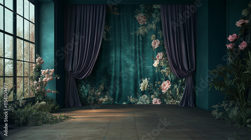 Photoshoot Backdrop Digital Backdrop | Fine Art Curtain  Wall Textures for Studio Photography | Elegant Photoshoot Background and Overlay Design