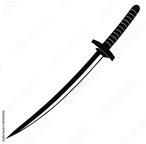 Samurai Wakizashi Silhouette: Blade Image EPS