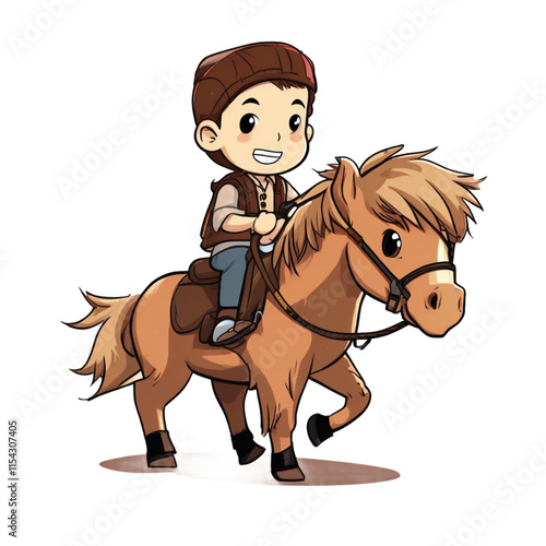 Pony Rider Clipart PNG - Adorable Cartoon Style Illustration

