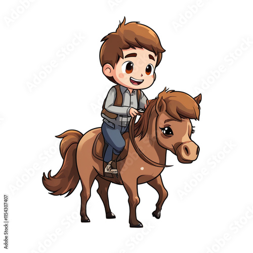 Pony Rider Clipart PNG - Adorable Cartoon Style Illustration

