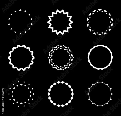 Quadro em tela Round openwork forms. A set of 9 pieces. Frames