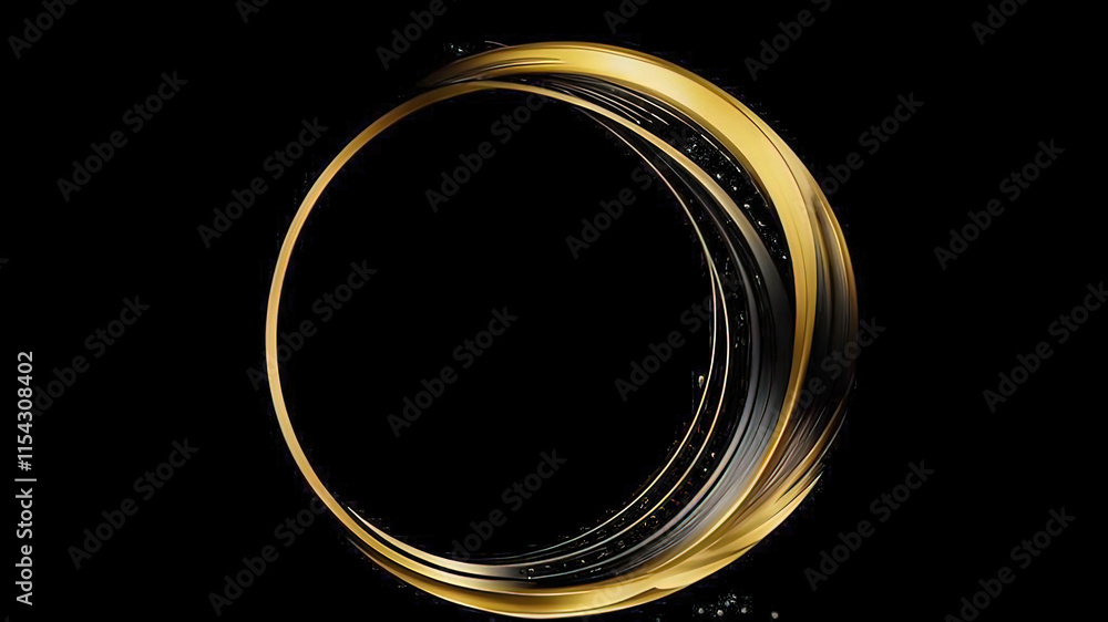 Abstract elegant golden glowing semicircle, sparkles on black background. Premium design template. Vector illustration Abstract elegant golden glowing semicircle, sparkles on black background. Premium design template. Vector illustration