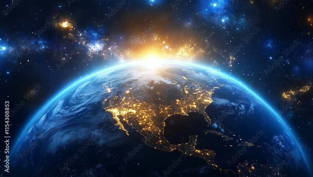 Obraz premium Looking down on Earth from Space