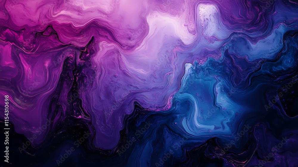 Fototapeta premium Fluidly Swirling Abstract Digital Painting: Vibrant Purple and Blue Hues. AI Generated