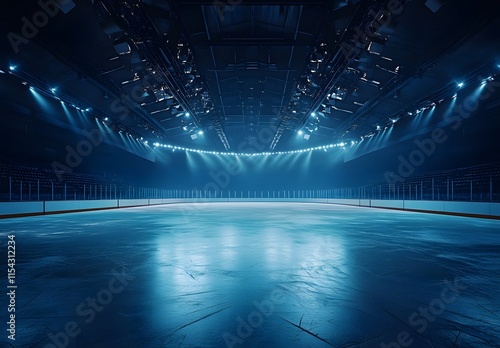 empty ice hockey arena with light