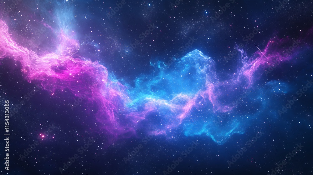 Fototapeta premium Cosmic Nebula: Vividly Colored Digital Painting of a Celestial Wonder. AI Generated