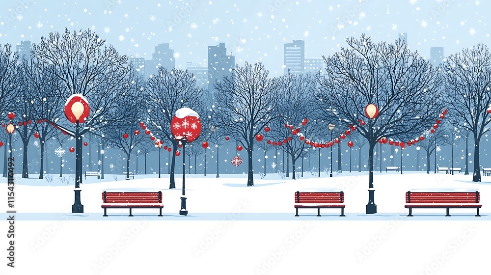 Snowy City Park Winter Wonderland Festive Decorations Snowy City Park Winter Wonderland Festive Decorations