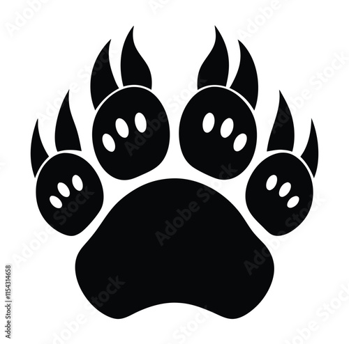 Bear Paw Silhouette: Minimalist Black Image