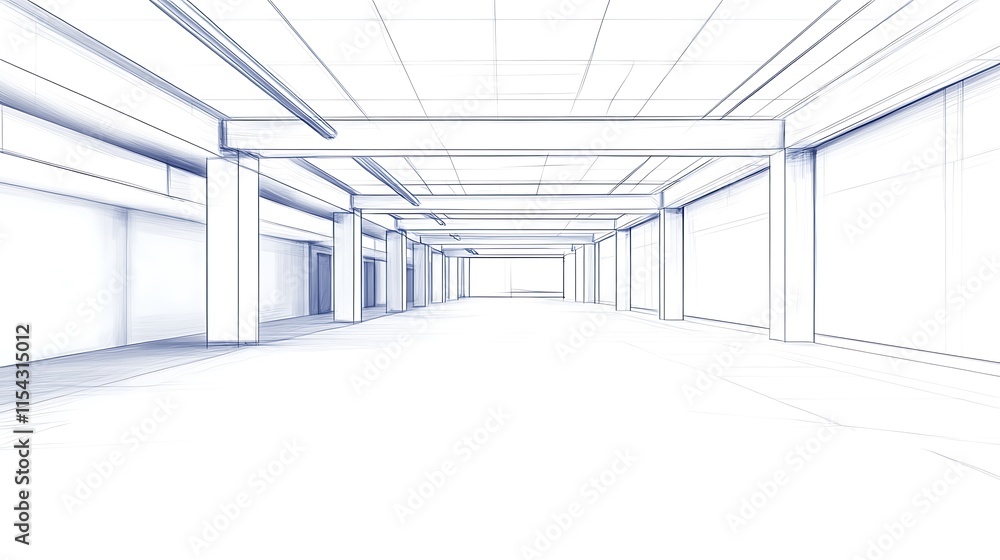 Fototapeta premium Clean Modern Building Blueprint: Detailed 3D Render Illustration. AI Generated