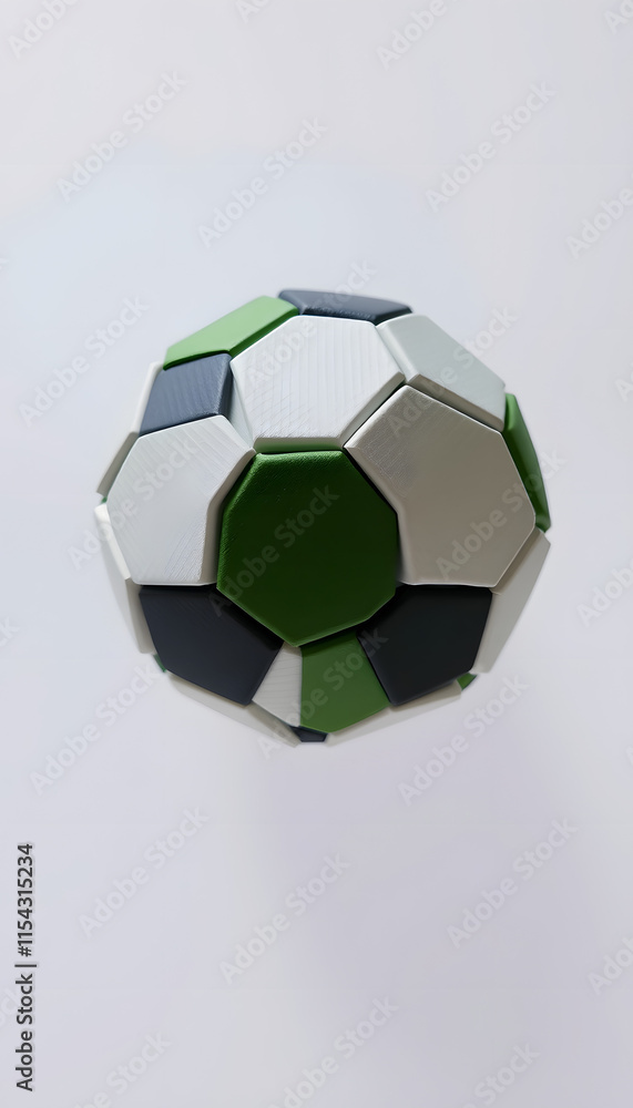 Obraz premium Soccer ball shaped earth, origami, with white tones