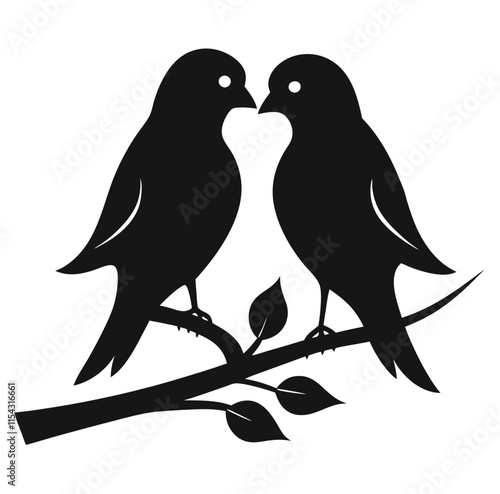 Minimalist Black Silhouette Lovebird Pair