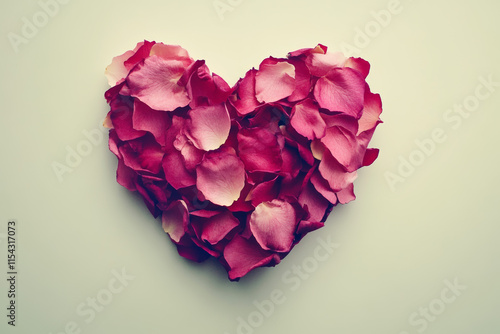 Wallpaper Mural A heart shape is created with rose petals on a soft, light surface, embodying themes of love and affection. This arrangement could enhance romantic settings or celebrations of love Torontodigital.ca