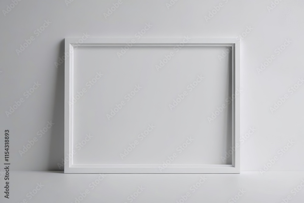 a white frame on a wall with a white background a white frame on a wall with a white background