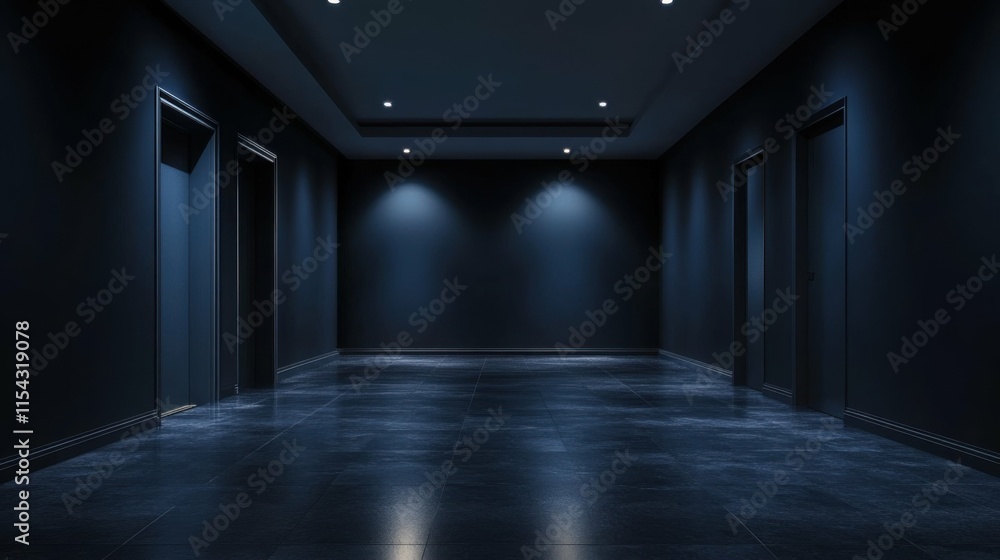 Empty elegant dark room at night with copy space Empty elegant dark room at night with copy space