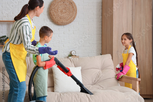 Cute little children helpin...