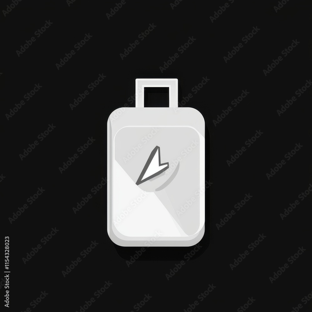 Minimalist white luggage icon on a black background, symbolizing travel and adventure. Minimalist white luggage icon on a black background, symbolizing travel and adventure.