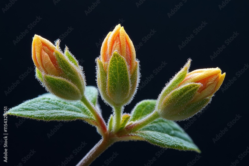 Goat-leaf Honeysuckle (Lonicera caprifolium) with flower buds, closeup, Generative AI Goat-leaf Honeysuckle (Lonicera caprifolium) with flower buds, closeup, Generative AI