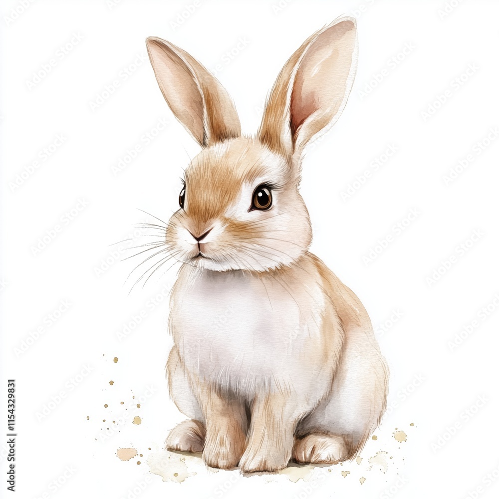 A charming watercolor illustration of a cute rabbit, perfect for children's books, greeting cards, or animal-themed decor. A charming watercolor illustration of a cute rabbit, perfect for children's books, greeting cards, or animal-themed decor.
