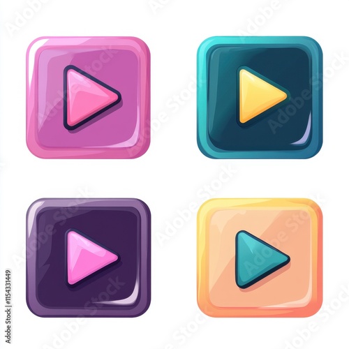 Free Download Colorful play buttons in various styles, showcasing a modern and playful design aesthetic. - GFXLoad