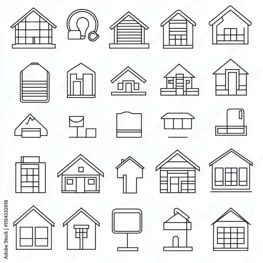 A colorful collection of various house and building outlines, showcasing diverse architectural designs and styles. A colorful collection of various house and building outlines, showcasing diverse architectural designs and styles.