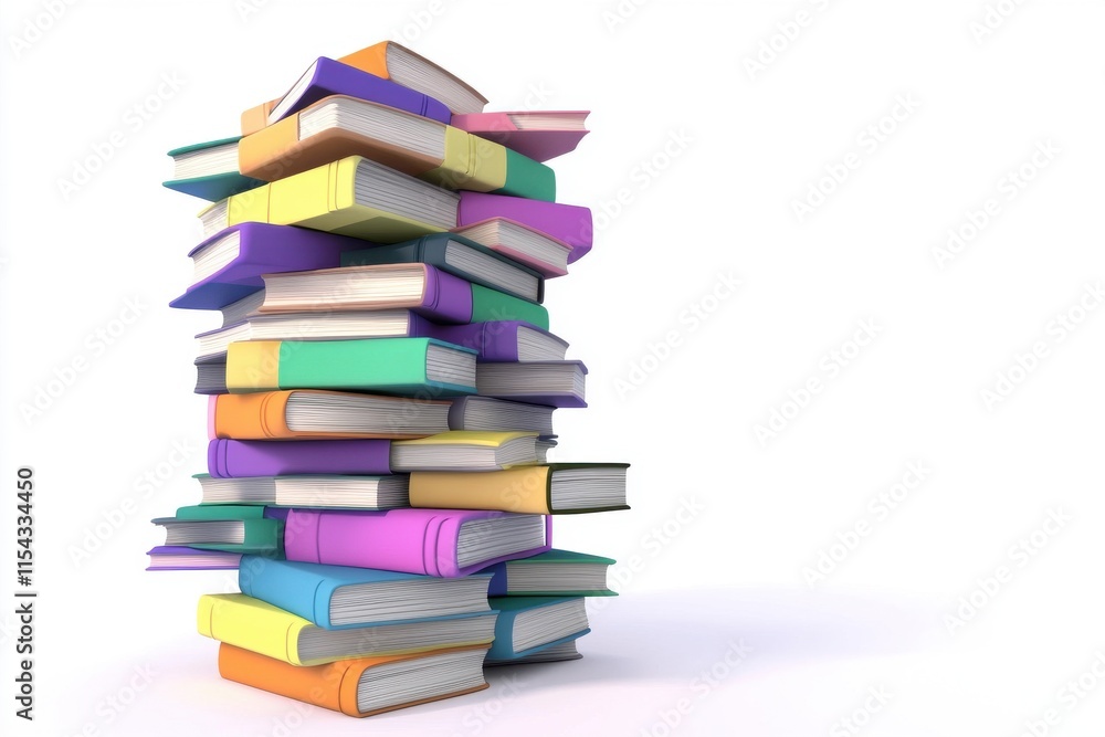 A vibrant stack of colorful books creating an inviting and playful learning atmosphere. A vibrant stack of colorful books creating an inviting and playful learning atmosphere.