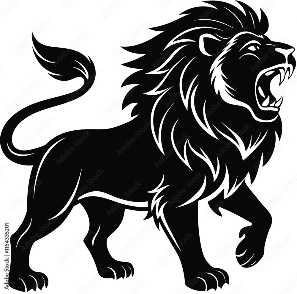 Roaring Lion Silhouette, Minimalist Vector Art Roaring Lion Silhouette, Minimalist Vector Art