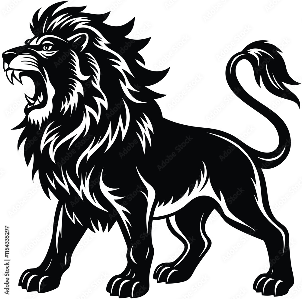Roaring Lion Silhouette, Minimalist Vector Art Roaring Lion Silhouette, Minimalist Vector Art
