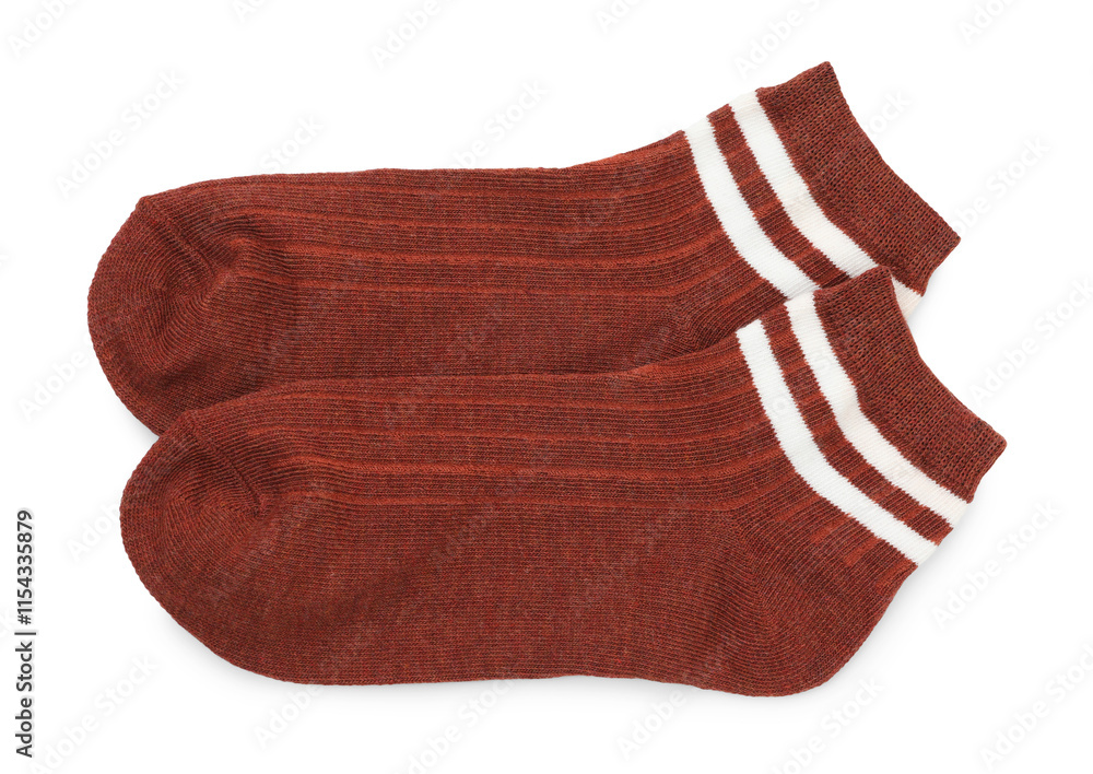 Pair of soft socks isolated on white, top view Pair of soft socks isolated on white, top view