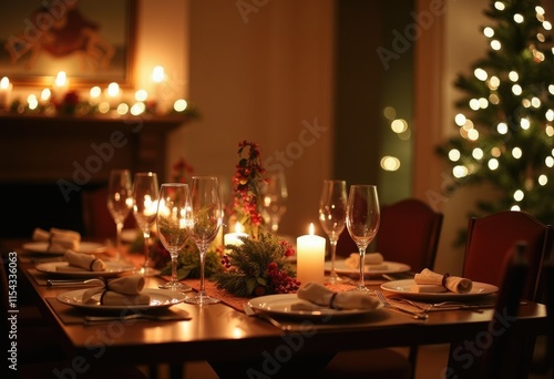 Wallpaper Mural A Festive Table Setting Under Warm Lights Creating a Sense of Celebration and Joy in the Dining Room Torontodigital.ca