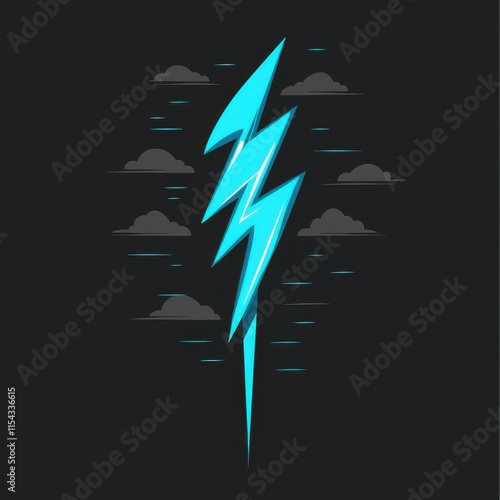 A vibrant blue lightning bolt against a dark cloudy background, symbolizing energy and power.