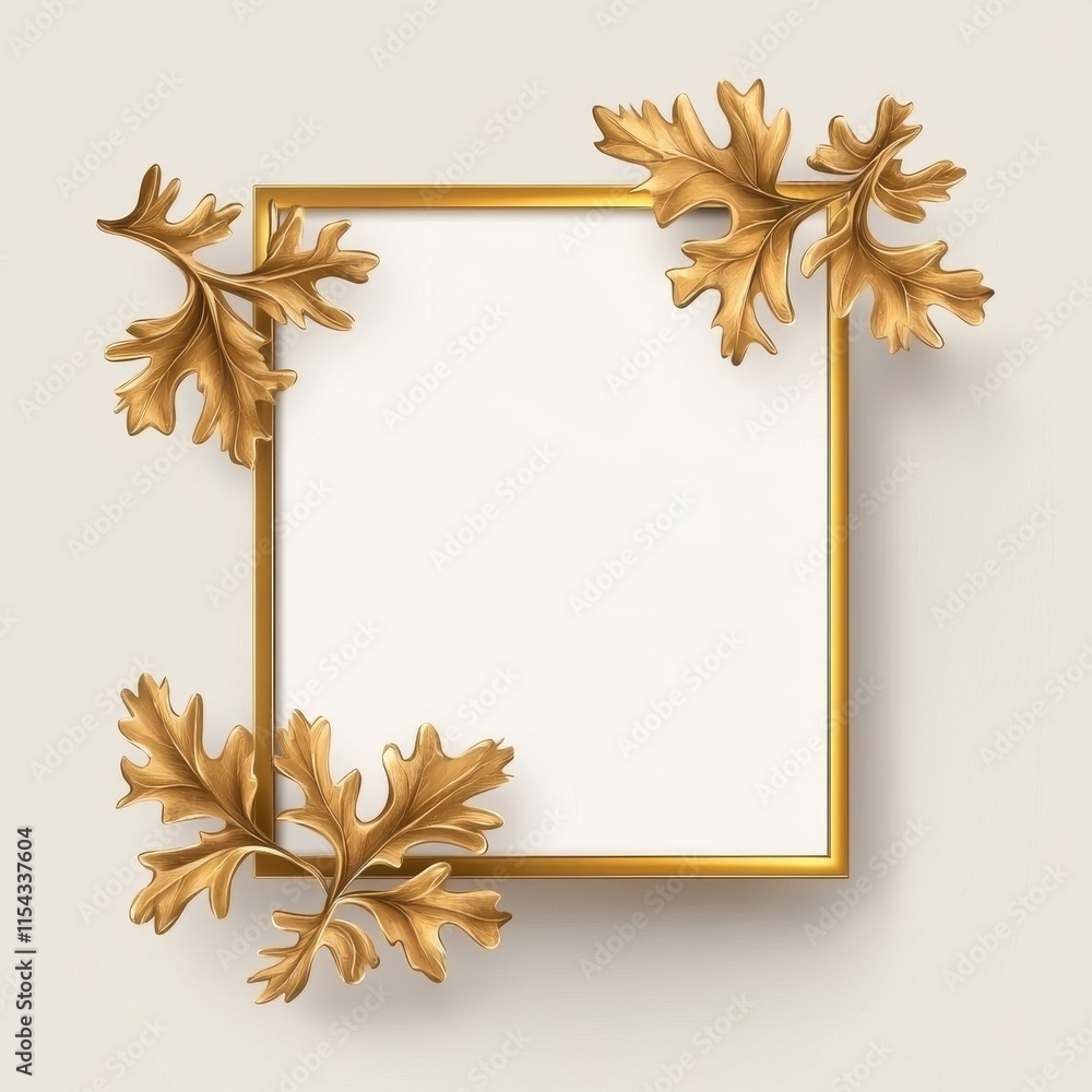 Obraz premium Elegant golden frame with leaf accents, perfect for displaying cherished memories or art.
