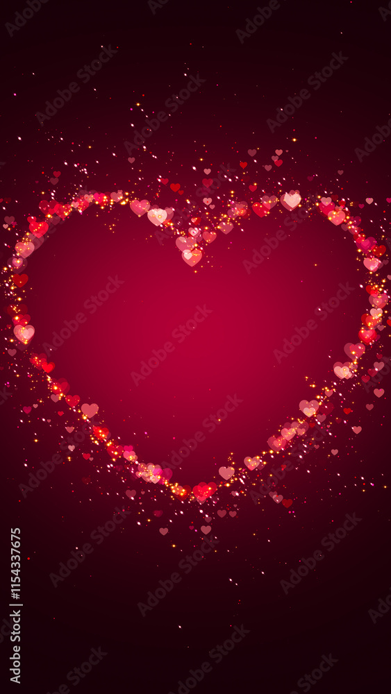 valentines day heart frame with hearts and glitter shiny golden stars red love background, romantic vertical social media design element valentines day heart frame with hearts and glitter shiny golden stars red love background, romantic vertical social media design element
