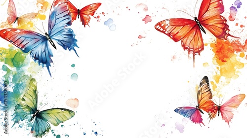 Vibrant Watercolor Butterfly Illustration: Springtime Design. AI Generated