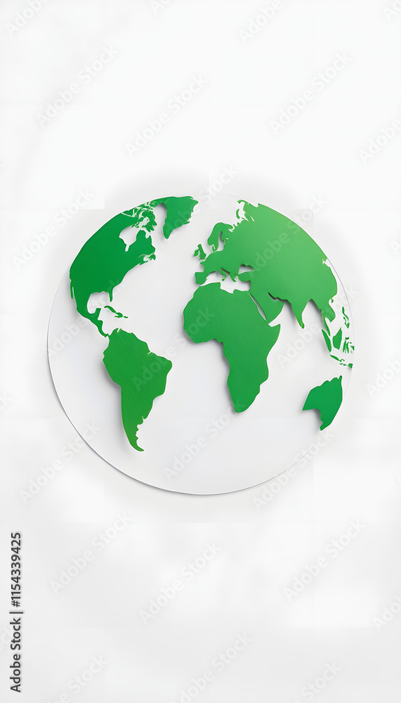 Obraz premium Green paper cut world map on white background. Environmental concept