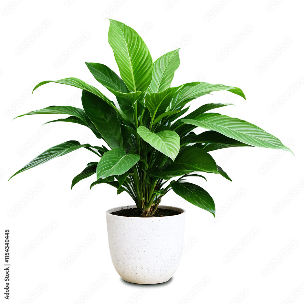 Potted indoor plant with lush green leaves isolated on transparent background Potted indoor plant with lush green leaves isolated on transparent background