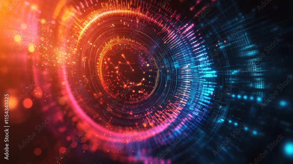 Fototapeta premium Abstract digital design featuring vibrant colors and circular patterns.