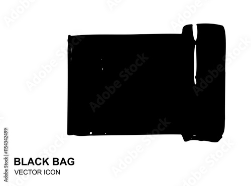 Garbage Bag Icon, Trash Package, Plastic Bin Bags, Black Polyethylene Waste Container